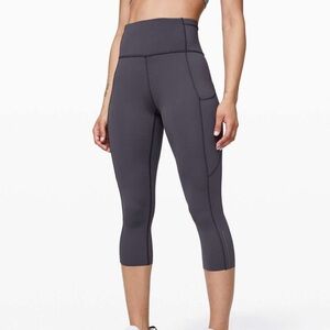 Lululemon Fast Free Crop Leggings Graphite‎ Gray